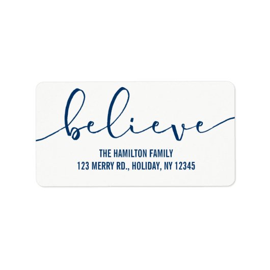 Geloof HOLIDAY BLUE Hand Letterig script Etiket (Voorkant)