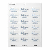 Geloof HOLIDAY BLUE Hand Letterig script Etiket (Full Sheet)