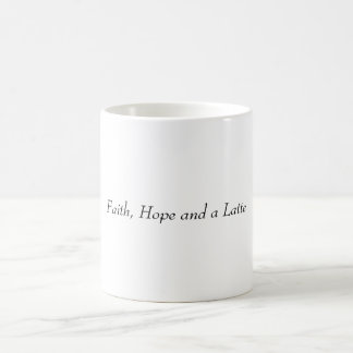 Geloof hoop en een latte koffiemok