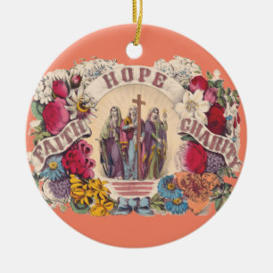 Geloof, hoop en liefdadigheid Theologische deugden Keramisch Ornament