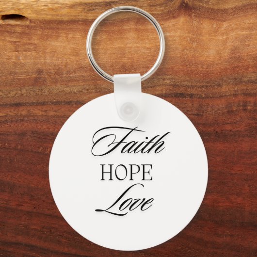 Geloof, hoop en liefde minimalistisch design sleutelhanger (Voorkant)