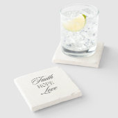 Geloof, hoop en liefde minimalistisch design stenen onderzetter (Zijkant)