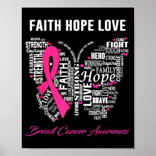 Geloof Hoop Liefde Borstkanker Bewustzijn Poster