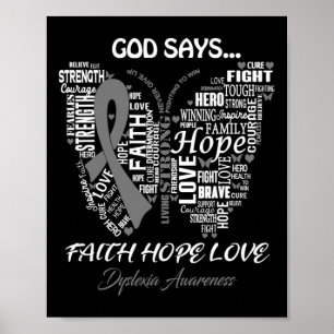 Geloof Hoop Liefde Dyslexie Bewustzijnscadeaus Poster
