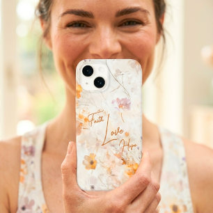 Geloof Hoop Liefde Elegante Bloemen Case-Mate iPhone 14 Hoesje