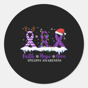 Geloof Hoop Liefde Epilepsie Bewustzijn Kerstmis R Ronde Sticker