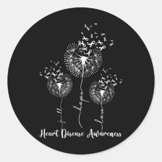 Geloof Hoop Liefde Hartziekte Bewustzijn Bloem 1 Ronde Sticker