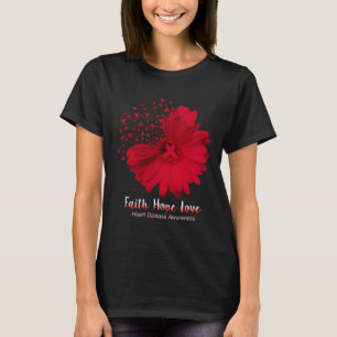 Geloof Hoop Liefde Hartziekte Bewustzijn Zonnebloe T-shirt