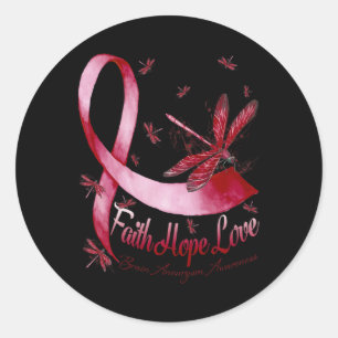 Geloof Hoop Liefde Hersenaneurysma Bewustzijn Libe Ronde Sticker