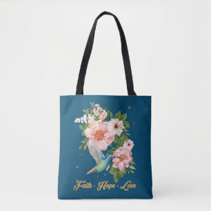 Geloof Hoop Liefde Kolibrie Afbeelding Vogel Print Draagtas