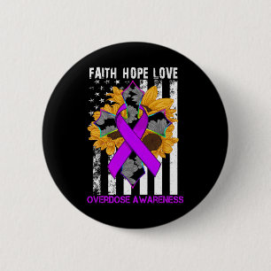 Geloof Hoop Liefde Kruis en Vlag Overdosis Bewustz Ronde Button 5,7 Cm