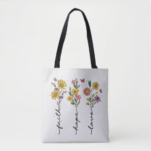 Geloof, hoop, liefde - Levendig Bloemen Inspireren Draagtas