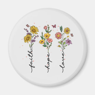 Geloof, hoop, liefde - Levendig Bloemen Inspireren Magneet