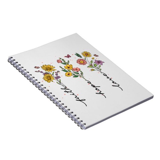 Geloof, hoop, liefde - Levendig Bloemen Inspireren Notitieboek (Rechterzijde)