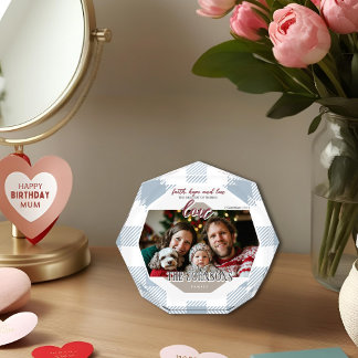 Geloof Hoop Liefde Modern Blauw Gezin Fotoblokken