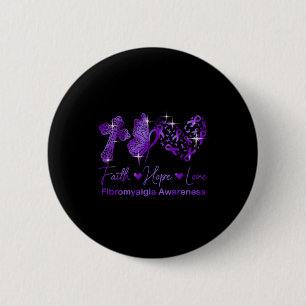 Geloof Hoop Liefde Paarse Lint Fibromyalgie Awaren Ronde Button 5,7 Cm