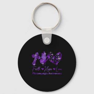 Geloof Hoop Liefde Paarse Lint Fibromyalgie Awaren Sleutelhanger
