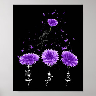 Geloof Hoop Liefde Paarse Zonnebloem Fibromyalgia Poster