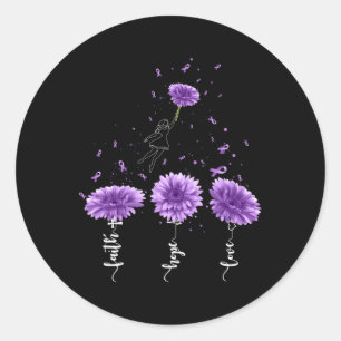 Geloof Hoop Liefde Paarse Zonnebloem Overdosis Bew Ronde Sticker