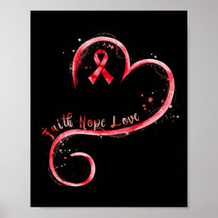 Geloof Hoop Liefde Rode Lint Hartziekte Bewustzijn Poster