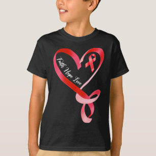 Geloof Hoop Liefde Rode Lint Hartziekte Bewustzijn T-shirt