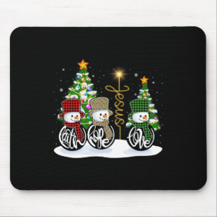 Geloof Hoop Liefde Sneeuwman Jezus Leuk Xmas Kruis Muismat