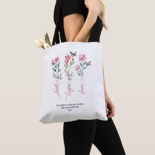 Geloof Hoop Liefde Wildbloemen Kerk Bijbel Aangepa Draagtas