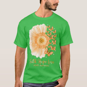 Geloof Hoop Liefde Zonnebloem Vlinder ADHD Bewustz T-shirt