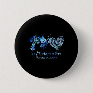 Geloof Hoop Vecht Liefde Zonnebloem Diabetes Aware Ronde Button 5,7 Cm