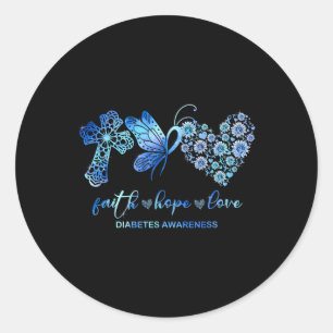 Geloof Hoop Vecht Liefde Zonnebloem Diabetes Aware Ronde Sticker