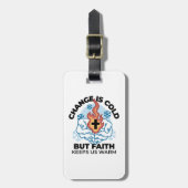 Geloof houdt ons warm - verheffend winterkunstwerk bagagelabel (Voorkant verticaal)