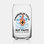 Geloof houdt ons warm - verheffend winterkunstwerk blikvorm glas (Voorkant)