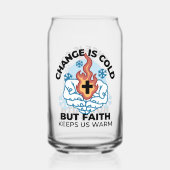 Geloof houdt ons warm - verheffend winterkunstwerk blikvorm glas (Achterkant)