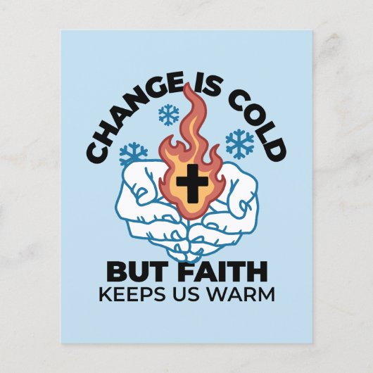 Geloof houdt ons warm - verheffend winterkunstwerk flyer (Achterkant)