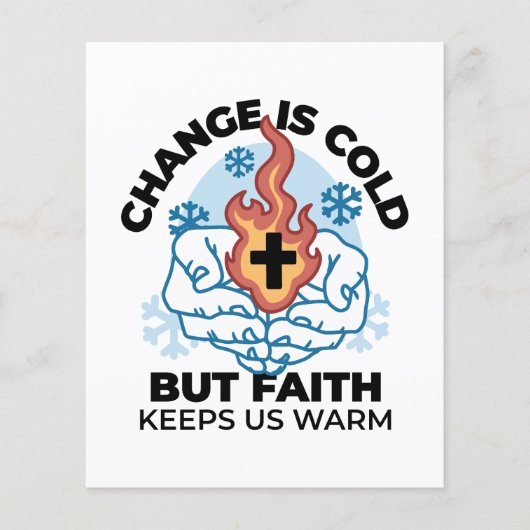 Geloof houdt ons warm - verheffend winterkunstwerk flyer (Voorkant)