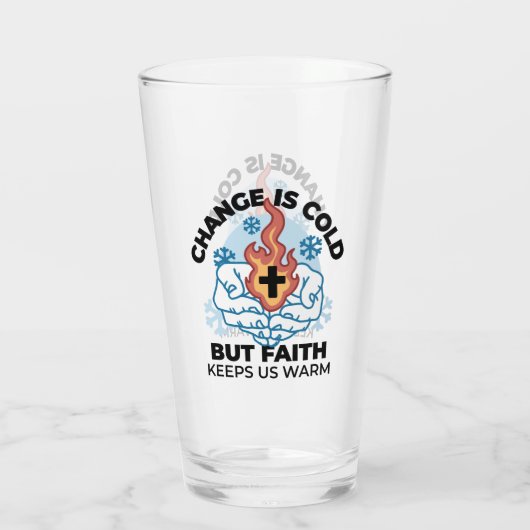 Geloof houdt ons warm - verheffend winterkunstwerk glas (Achterkant)