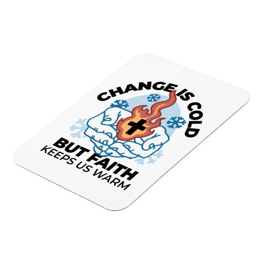 Geloof houdt ons warm - verheffend winterkunstwerk magneet (Linkerzijde)