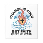 Geloof houdt ons warm - verheffend winterkunstwerk notitieblok (Voorkant)