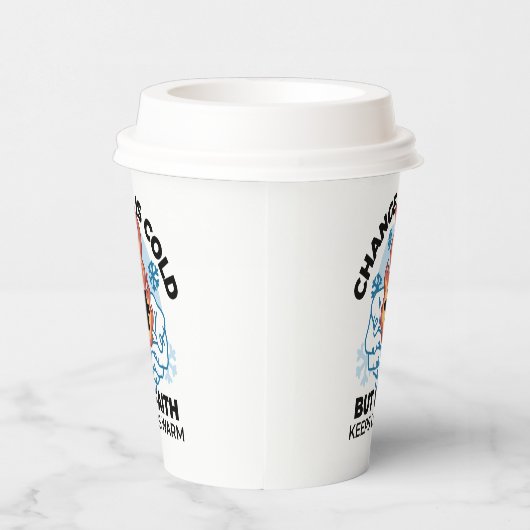 Geloof houdt ons warm - verheffend winterkunstwerk papieren bekers (Rechts)