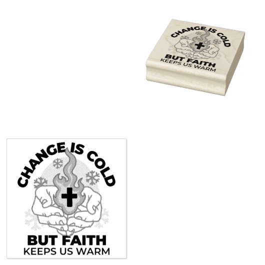 Geloof houdt ons warm - verheffend winterkunstwerk rubberstempel (Gestempeld)