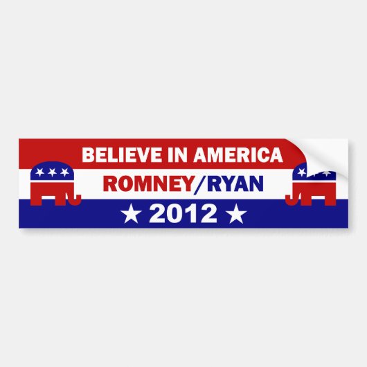 Geloof in Amerika Romney Ryan Bumpersticker (Voorkant)