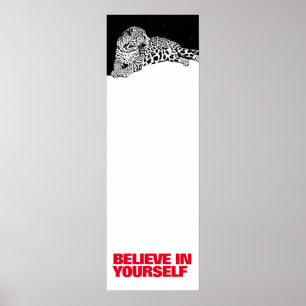 Geloof in de Black White Leopard Pop Art in jezelf Poster