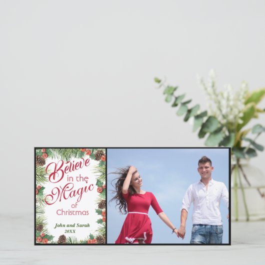 Geloof in de kerst-Magie - Foto Feestdagenkaart (Staand voorkant)