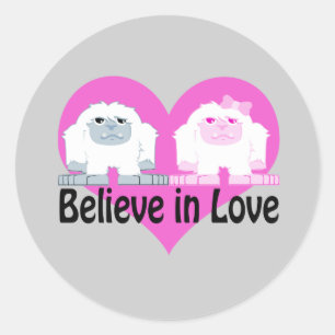 Geloof in de liefde! Cute yetis Ronde Sticker