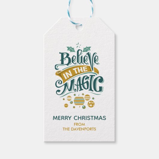 Geloof in de Magic Kersttypografie Cadeaulabel (Voorkant)