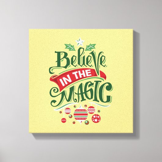 Geloof in de Magic Kersttypografie Canvas Afdruk (Voorkant)