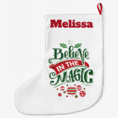 Geloof in de Magic Kersttypografie Grote Kerstsok (Achterkant)