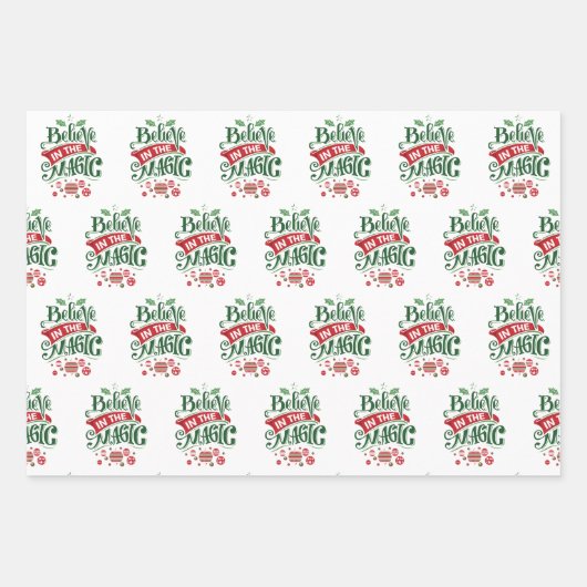Geloof in de Magic Kersttypografie Inpakpapier Vel (Voorkant)