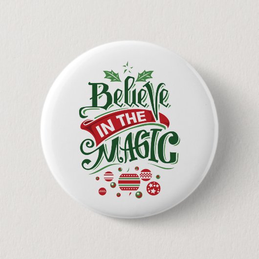 Geloof in de Magic Kersttypografie Ronde Button 5,7 Cm (Voorkant)