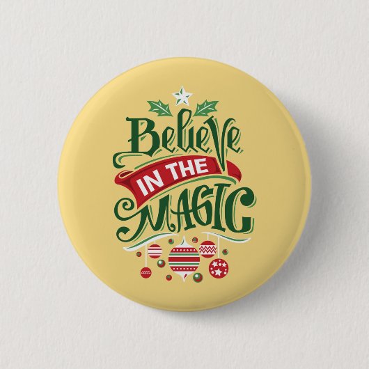 Geloof in de Magic Kersttypografie Ronde Button 5,7 Cm (Voorkant)